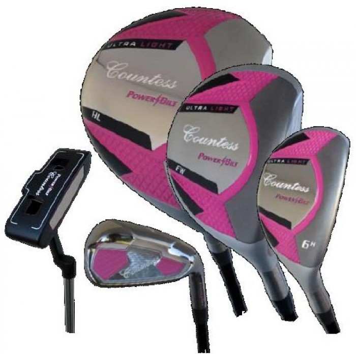 POWERBILT LADIES PINK COUNTESS ALL GRAPHITE GOLF CLUB SET w/PUTTER RIGHT HAND PETITE OR REGULAR